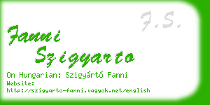 fanni szigyarto business card