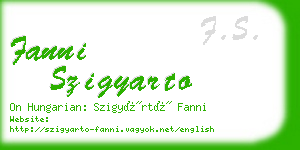 fanni szigyarto business card